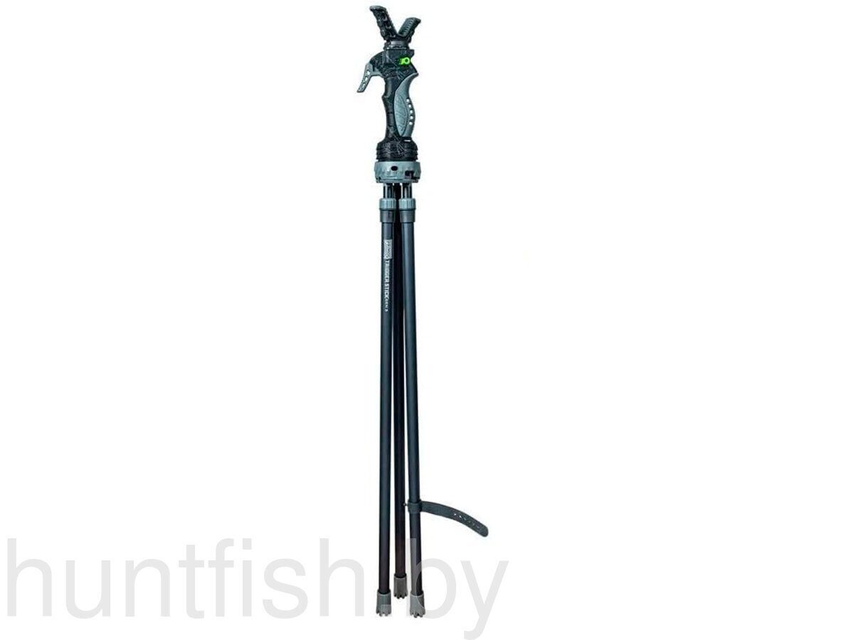Опора Primos Trigger Stick™ Gen3 Black Onyx, трипод, 61-157см, V-образный упор на быстросъемном адаптере, б/с площадка под камеру в комплекте, отключаемый фиксатор угла 45 градусов раздвижения опор