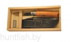 Нож Opinel n° 8 углеродистая сталь, с чехлом, в деревянной коробке