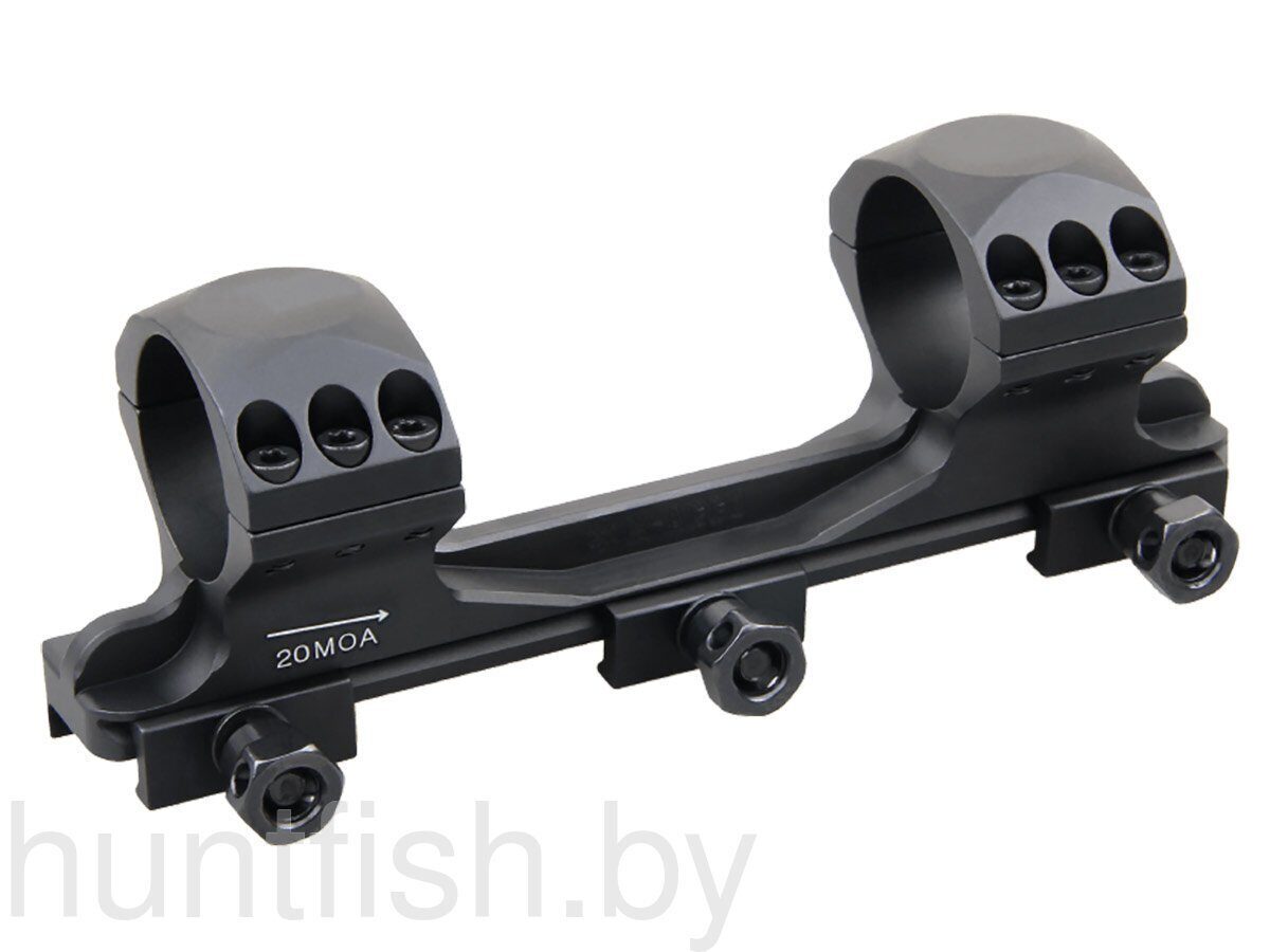 Кронштейн Vector Optics X-Accu 1.2" Medium Profile 30мм на Picatinny, наклон 20 MOA, база 154мм, средний (h=17мм), 6 винтов на кольцо, чёрный, 230г