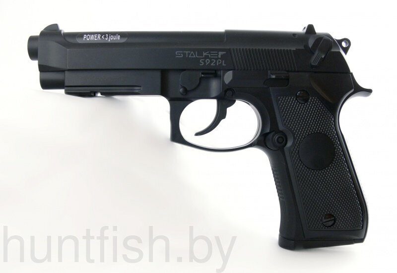 Пистолет пневматический Stalker S92PL (аналог "Beretta 92") к.4,5мм, пластик, 120 м/с, черный