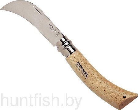 Нож Opinel серии Nature №08, садовый, клинок 8см., искривленный, нержавеющая сталь, рукоять - бук, блистер