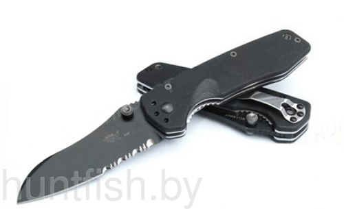Нож Sanrenmu серии Tactical, лезвие 85 мм чёрное, рукоять чёрная G10, крепление на ремень