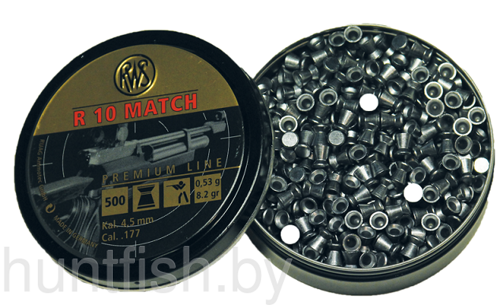 Пульки RWS R10 Match винтовочные кал.4,5 мм 0,53 г д.4,5мм (500 шт./бан.)