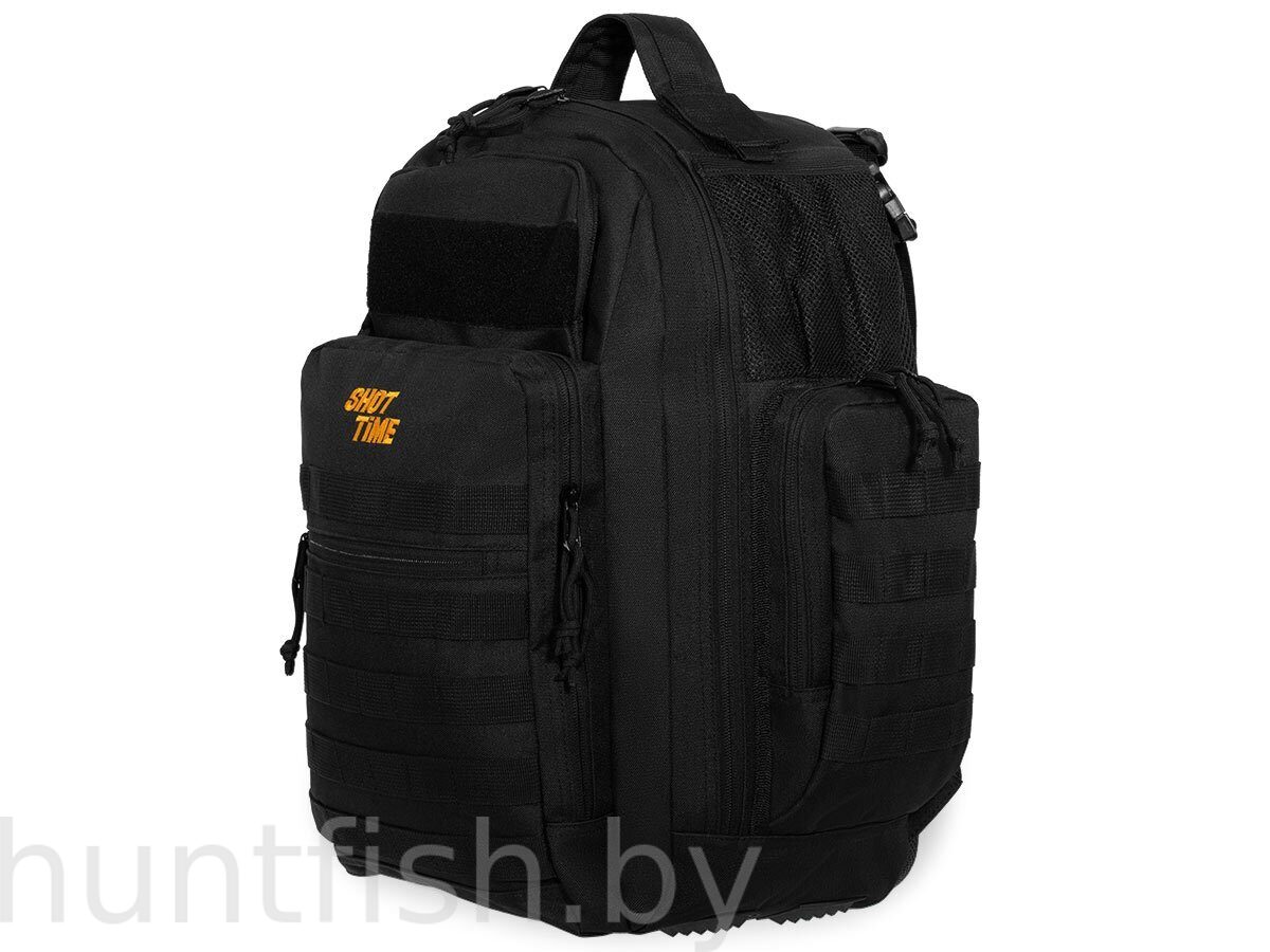 Рюкзак ShotTime городской/тактический Tactical 36л, ПВХ 600D, MOLLE, боковые термо карманы 45х39х20 см, чёрный, 1200г