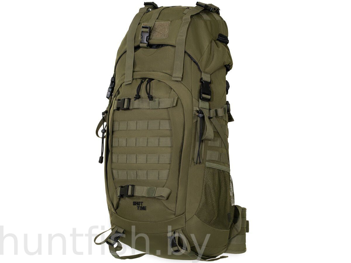 Рюкзак ShotTime туристический Hiker 50л, ПВХ 600D, MOLLE, 68х28х22 см, олива, 1800г